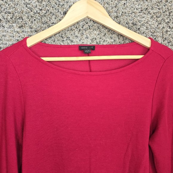 J Jill Top Womens Small Red Ribbed Knit Oversized Wearever Collection Scoop Neck - Picture 4 of 7